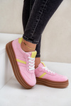 Buty Sportowe Wygodne Damskie Platforma Różowe Devan