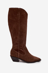 Cowboy Boots Made of Natural Suede Lined Zazoo 4225 Brown