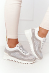 Sneakersy Na Koturnie Z Cekinami Lu Boo Szare
