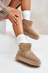 Women's Suede Snow Boots on Platform Above Ankle Beige Rianaella