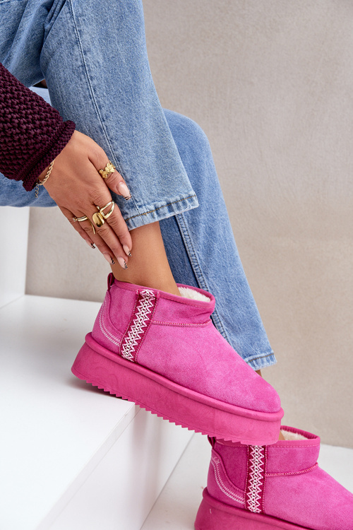 Platform Snow Boots With Pattern Pink Udra