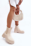 Leather Boots Ankle Boots with Zip Beige Pitrese