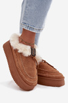 Women's Snow Boots On Platform With Fur And Stitching Camel Kellina