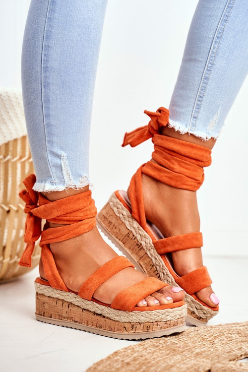 Women's Platform Sandals Tied Orange La Favorite