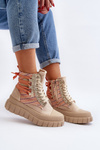 Women's High Suede Sneakers Beige Eleamia
