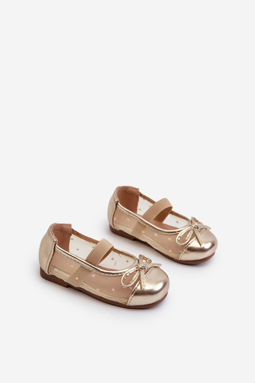 Kids' ballet flats with bow Gold Jellema