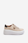 Beige Women's Leather Platform Sneakers Pernalia