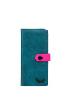 Women's Leather Zip Wallet Blue and pink Florience