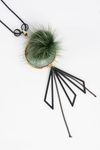 Women's Necklace With Pompon Long Chain Green Choker