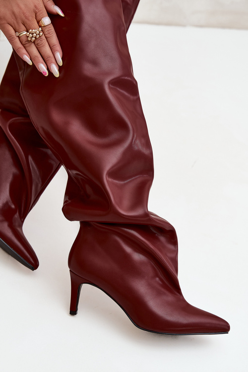 Women's High Heel Slip-On Boots Bordeaux Mavilla