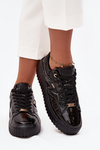 Damskie Sneakersy Lakierowane Platforma Czarne Lee Cooper LCJ-25-09-3870
