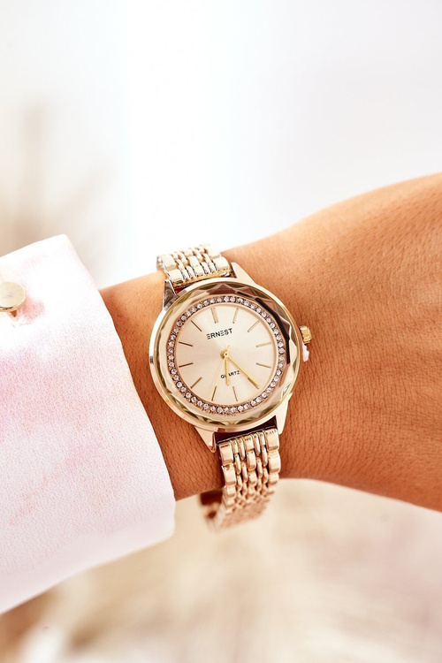 Watch On Bracelet With Cubic Zirconia ERNEST Gold
