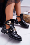 Lu Boo Black Lacquered Rock Girl Cutout Boots