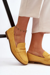 Suede Loafers With Ornament Yellow Eleina 