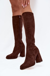 Women's Boots with Stitching on Block Heel Brown Brivana