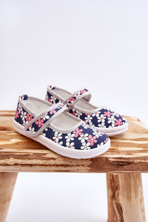 Children's ballerinas in flowers navy blue-Grey Noah