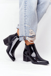 Women's Boots On A Block Heel Sergio Leone BT153 Patent Black