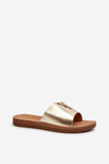 Women's Flat Sole Sandals with Eco Leather Decoration Gold Makia