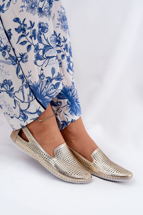 Perforated Ballerinas Made Of Natural Leather Artiker 56C2694 Gold