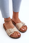 Women's Cork Platform Sandals with Buckle Beige Moaxi