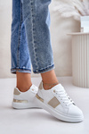 Fashionable Women's Sneakers On Platform Made Of Eco Leather Beige