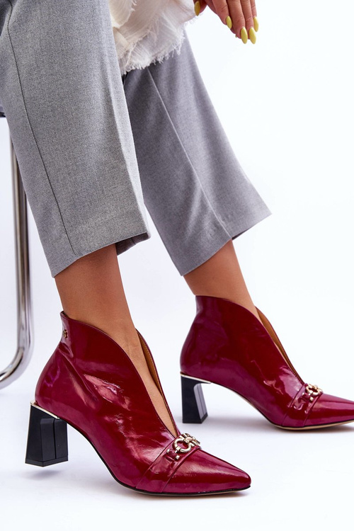 Leather Boots on Heel Maciejka 05262-15 Fuchsia