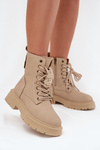 Women's Ankle Boots Workers With Zipper Beige Tirina