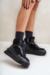 Damskie Sneakersy Z Futerkiem Typu Baranek Na Platformie Czarne Lee Cooper LCJ-24-47-3145
