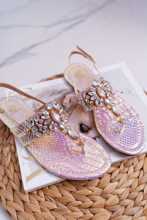 Flip Flops Sandals With Crystals Lu Boo Pink