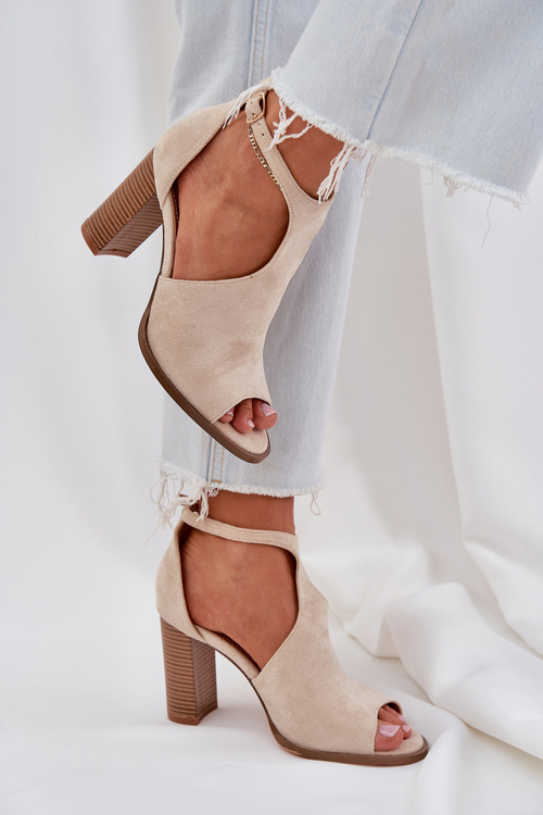 Heeled Sandals Made Of Eco Suede Light Beige Lanadriena