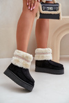 Women's Snow Boots On Platform With Fur And Pattern Black Deepanti