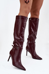 Women's high heel boots with strap Bordeaux Lisanne