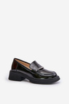 Loafersy Mokasyny Lakierowane Damskie Ozdoba Czarne D&A LZ42-031