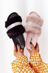 Platform Slippers With Fur And Cubic Zirconia Black Impress
