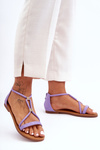 Women's Flat Sandals With Zip Purple Jullie