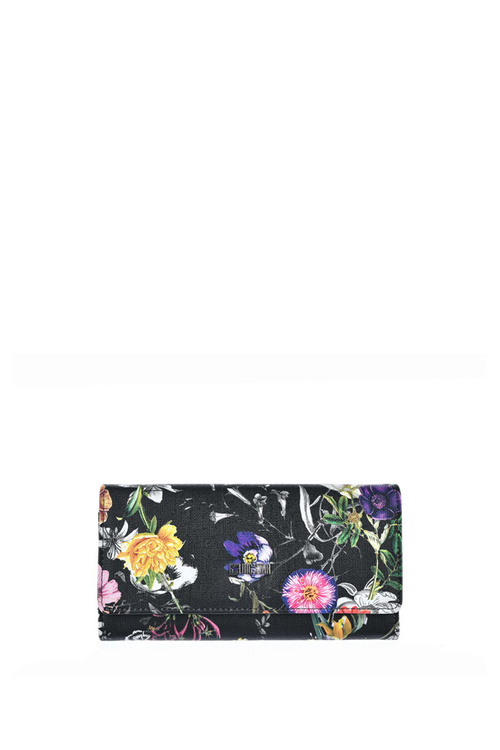 Women's Large Wallet Flowers Big Star JJ674015 Black