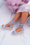 Women's Platform Platform Platform Sandals Linen Tied Blue Jolyn