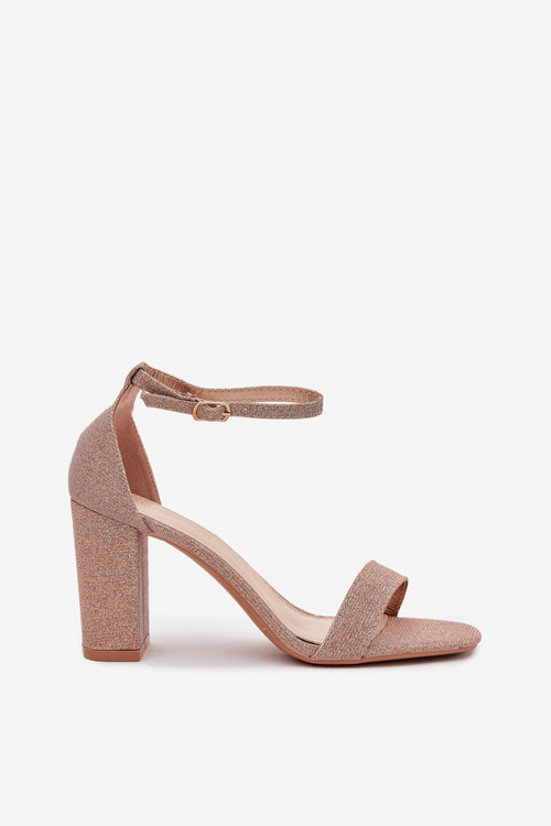 Shiny Women's Heeled Sandals Rose Gold Kavina