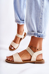 Women's Classic Sandals On A Flat Heel Beige Catis