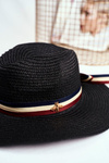 Women's Hat Panama 100% Paper Navy Gold fly