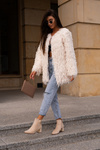 Women's ankle boots with zipper closure eco suede light beige Bonucci