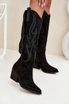 Women's Cowboy Boots With Decoration On Heel Black Jovina