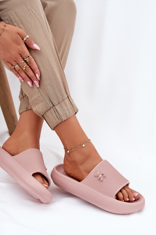 Damskie Klapki Piankowe Na Platformie Z Misiem Różowe Vinceza 75210