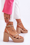 Fashionable High Heels Sandals With Straps Beige Shemira