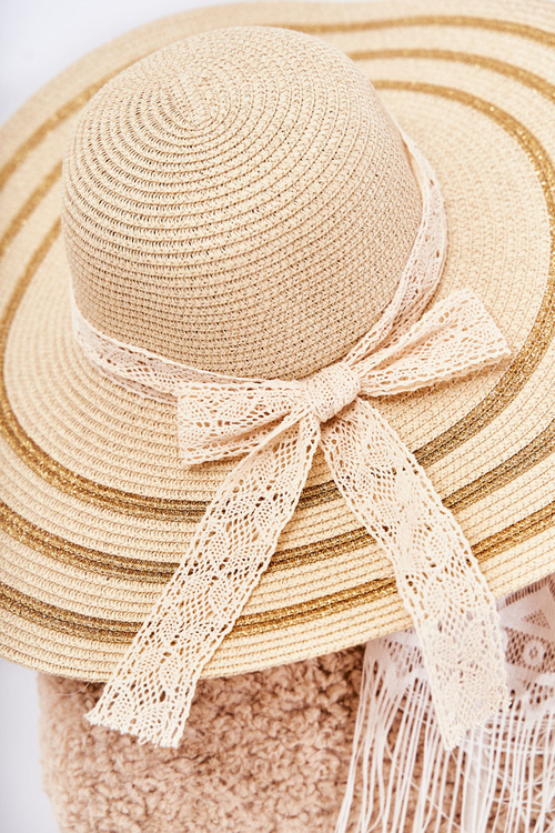 Women's Hat With Bow Beige Fibi