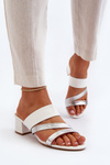 Women's Low Heel White Mules Rosila