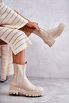 Classic High Workers Boots Beige Bassti