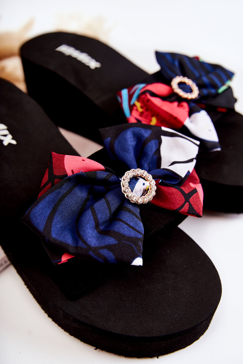 Klapki Damskie Piankowe Koturn Czarne Silana