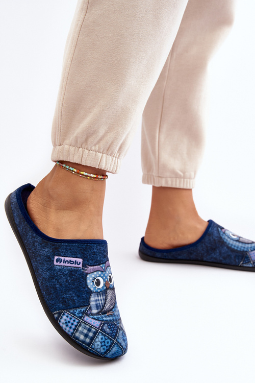 Klapki Kapcie Domowe Sowa Granatowe Inblu GF000018