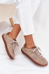 Ladies Leather Sneakers Barefoot Zazoo N1277S2 Beige